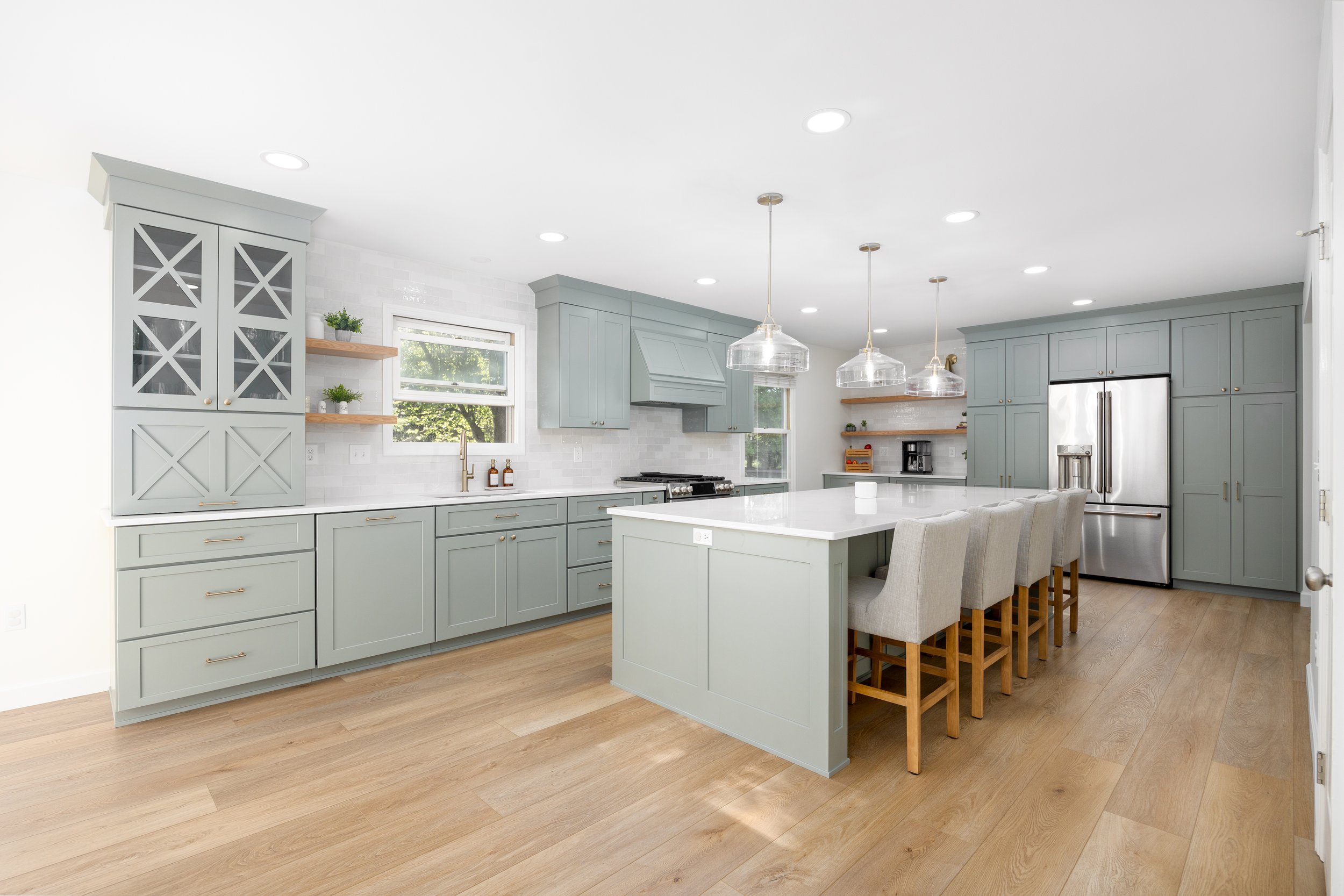 Dublin kitchen remodel with a large central island and full-height cabinetry