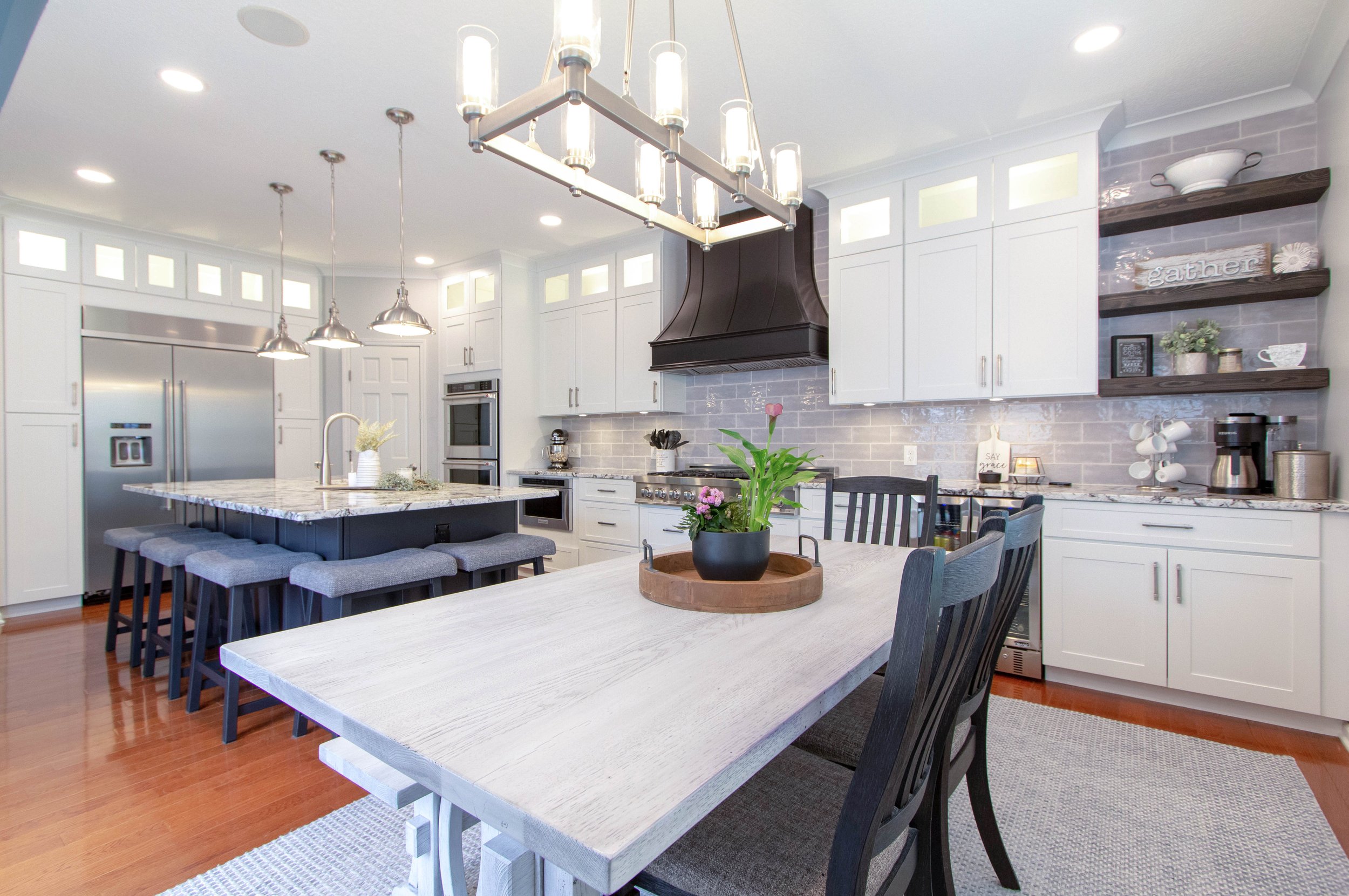 Tartan Fields kitchen with new cabinetry and stone countertops